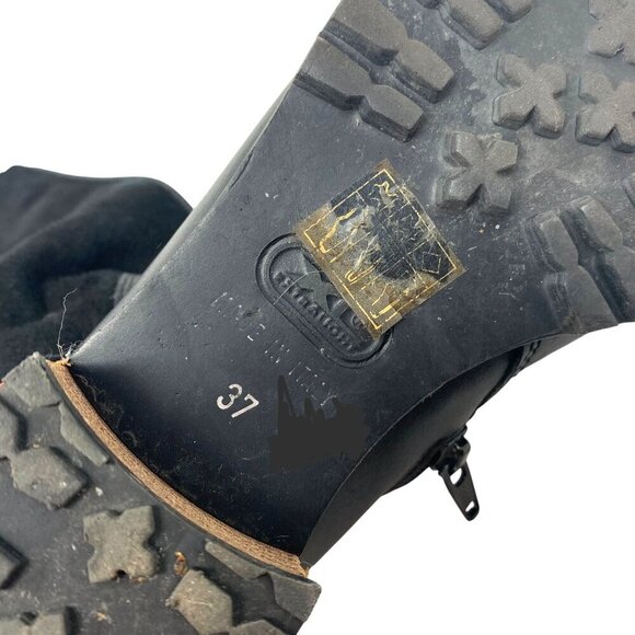 Luca Grossi Size 37 Black Leather Suede Shearling Knee High Boots - Picture 8 of 8